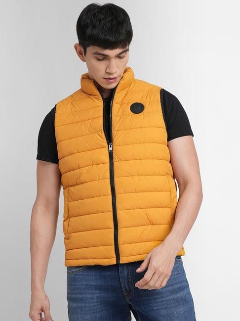 jack & jones golden yellow regular fit quilted jacket