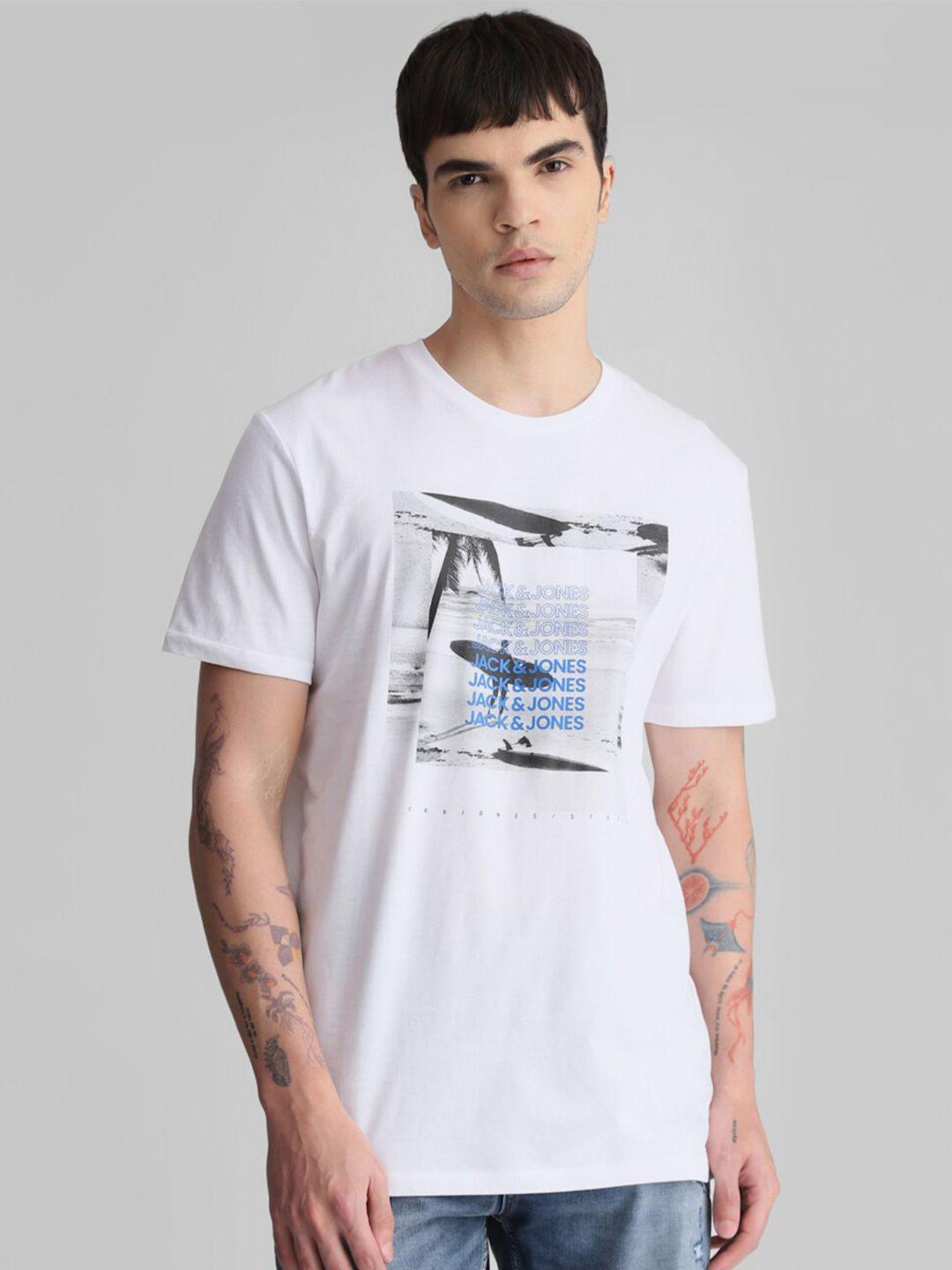 jack & jones graphic printed cotton regular fit t-shirt