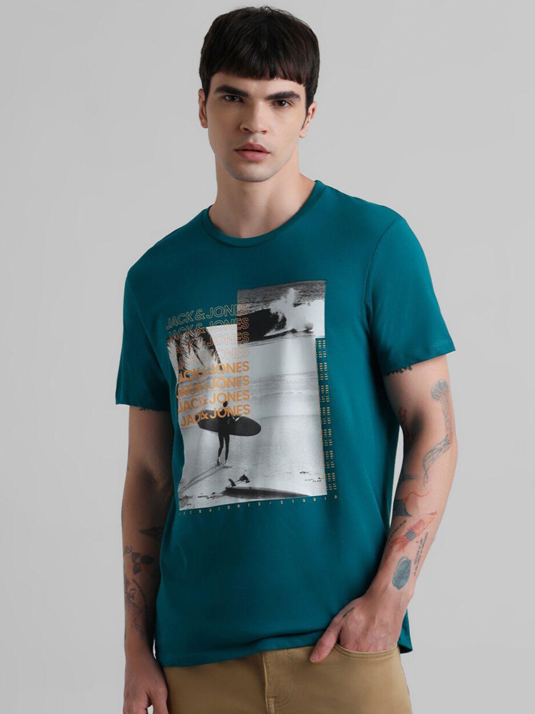 jack & jones graphic printed pure cotton slim fit t-shirt
