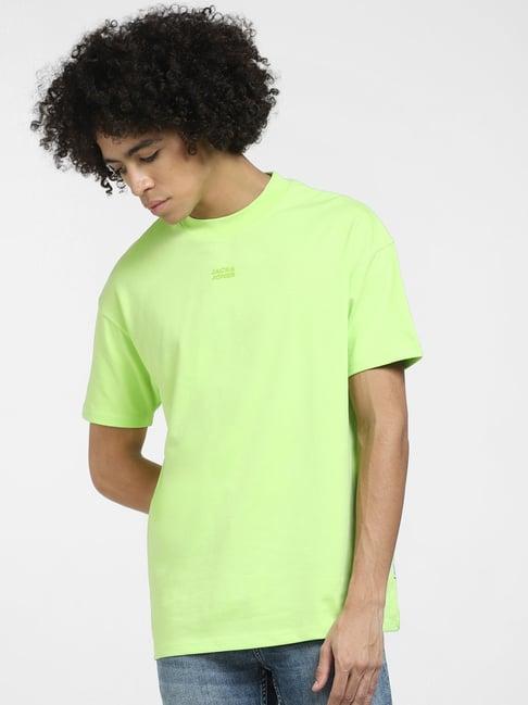 jack & jones green boxy fit cotton crew t-shirt