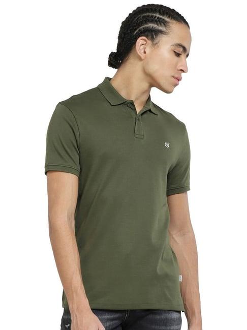 jack & jones green cotton regular fit polo t-shirt