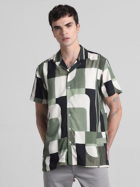 jack & jones green eyes regular fit printed shirt