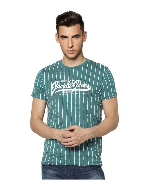 jack & jones green striped t-shirt