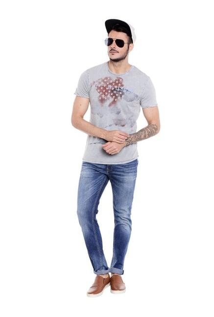 jack & jones grey regular fit cotton t-shirt