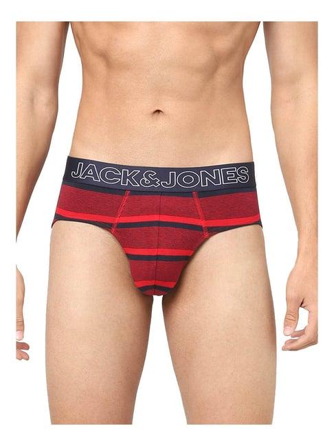 jack & jones hibiscus red striped briefs