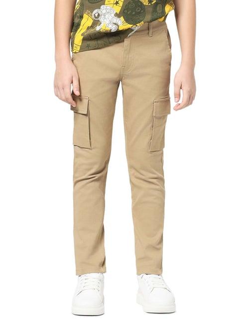 jack & jones junior beige straight fit cargo pants