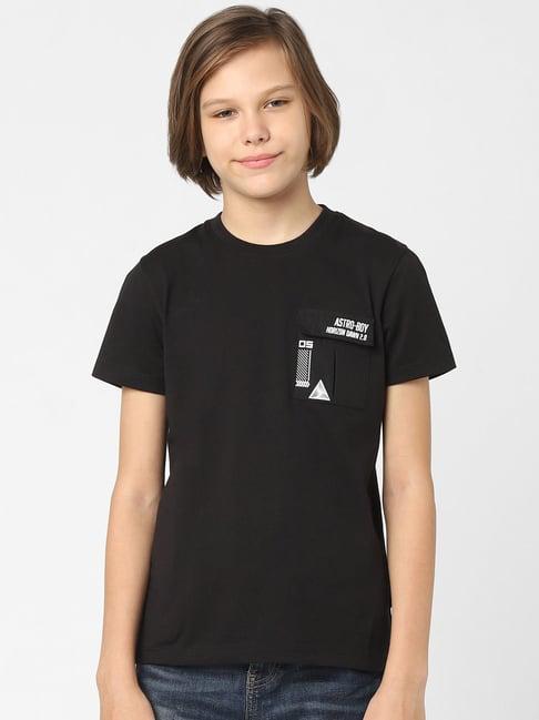 jack & jones junior black solid t-shirt