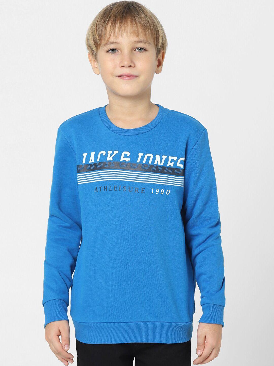 jack & jones junior boys blue printed sweatshirt