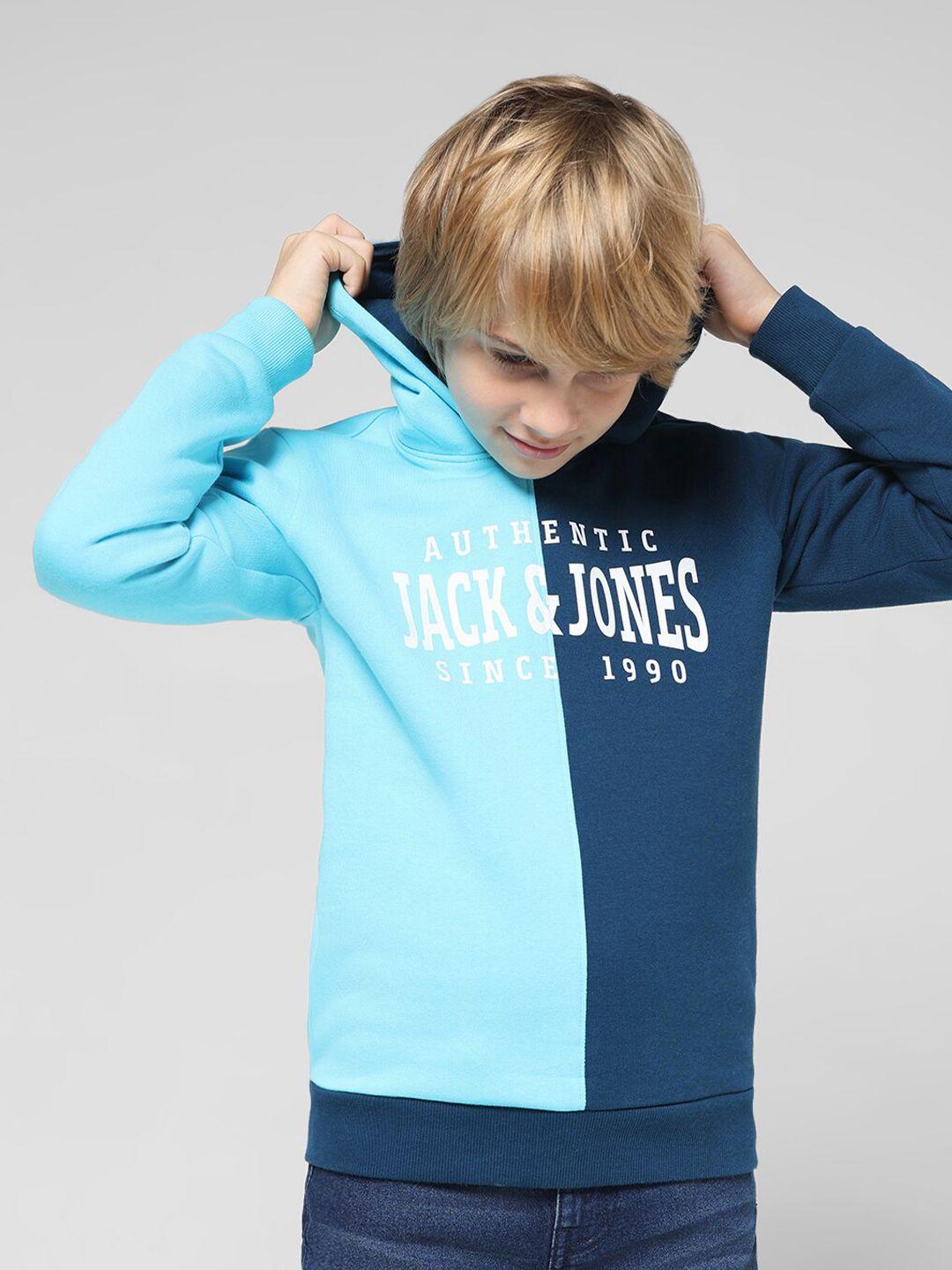 jack & jones junior boys colourblocked hooded pullover