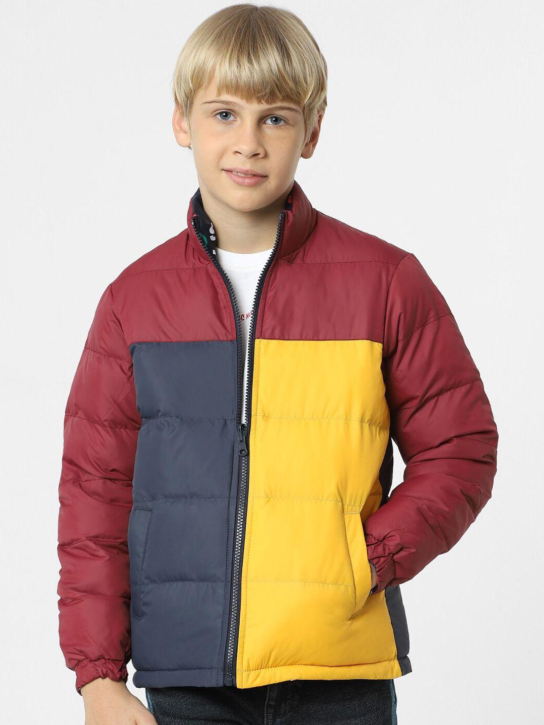 jack & jones junior boys cotton colourblocked padded jacket