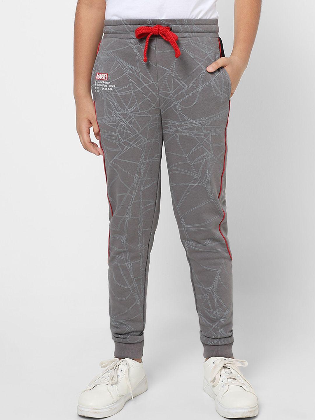 jack & jones junior boys grey printed cotton joggers