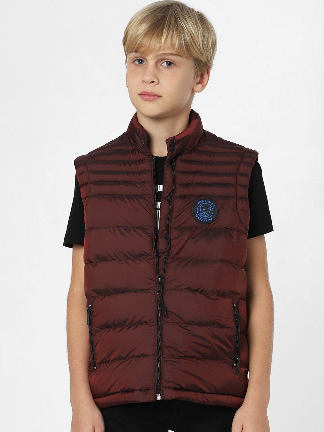 jack & jones junior boys maroon padded jacket