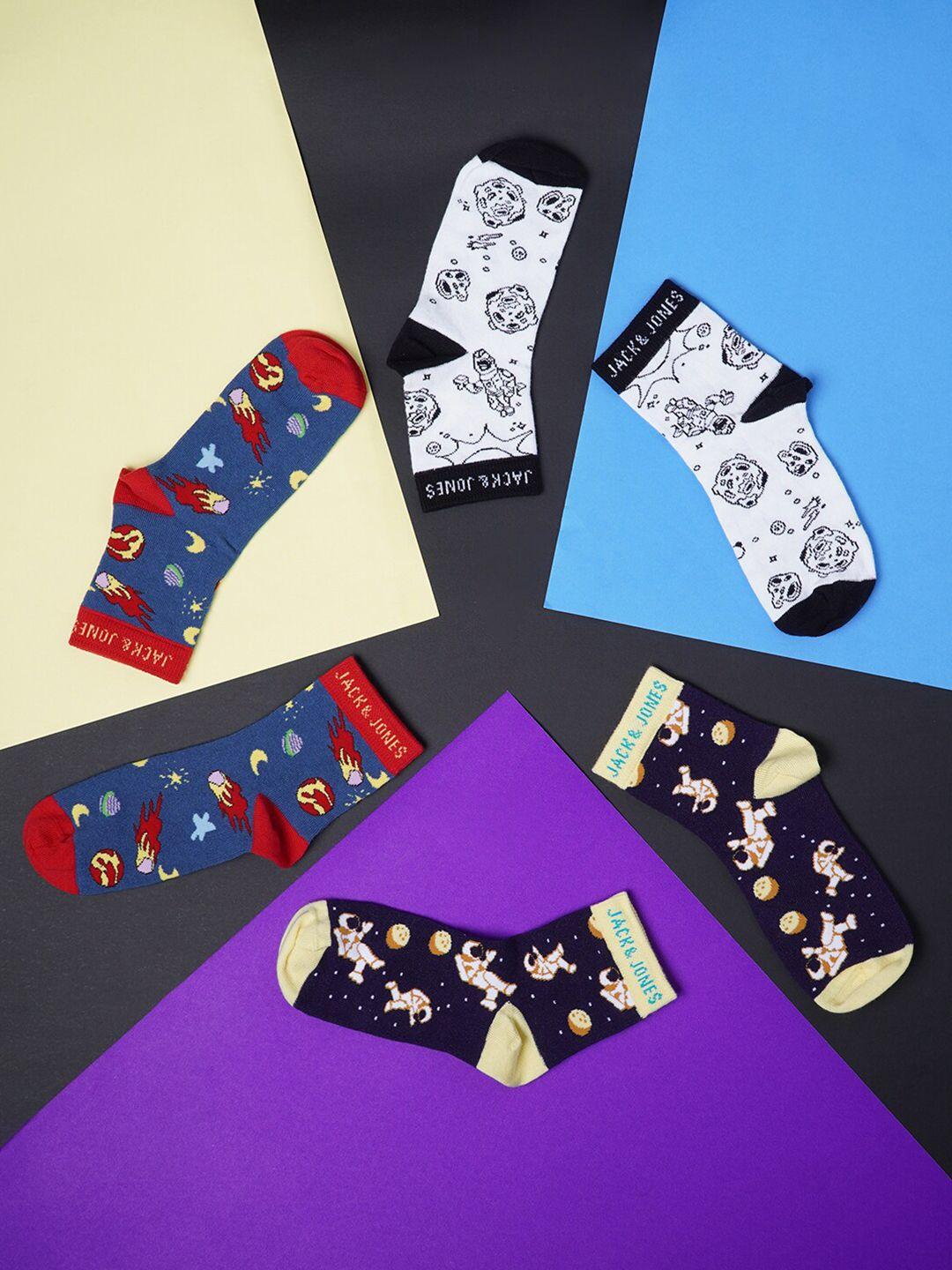 jack & jones junior boys pack of 3 patterned calf-length socks