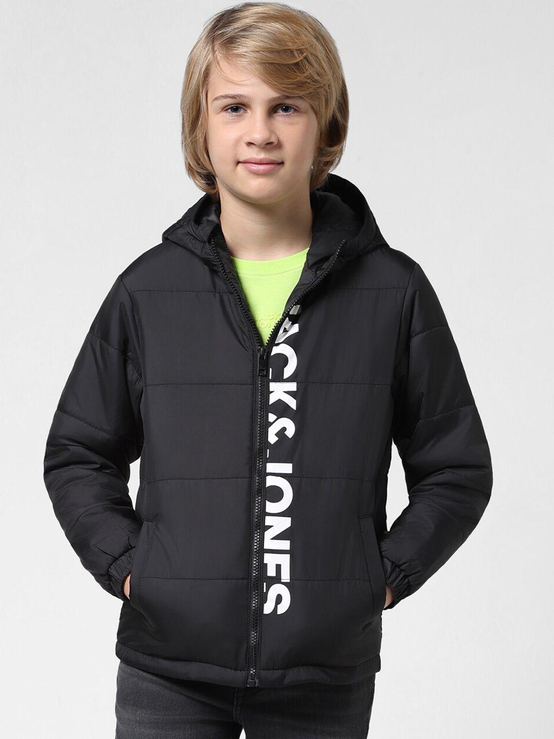 jack & jones junior boys printed hooded puffer jacket