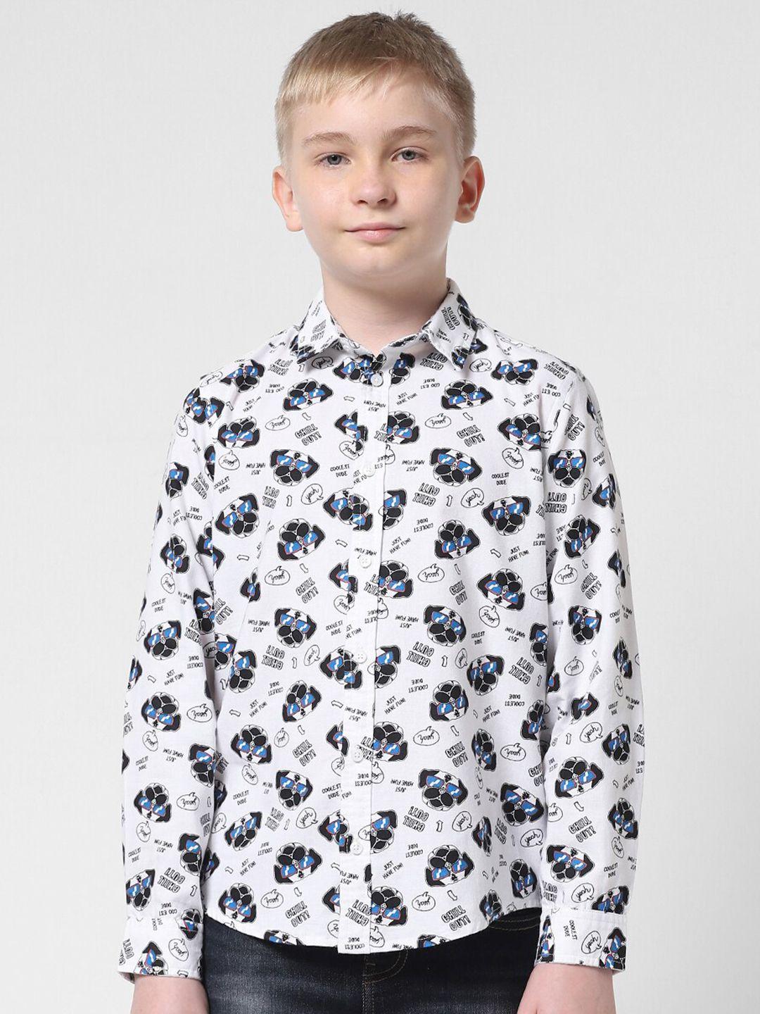 jack & jones junior boys slim fit conversational printed pure cotton casual shirt