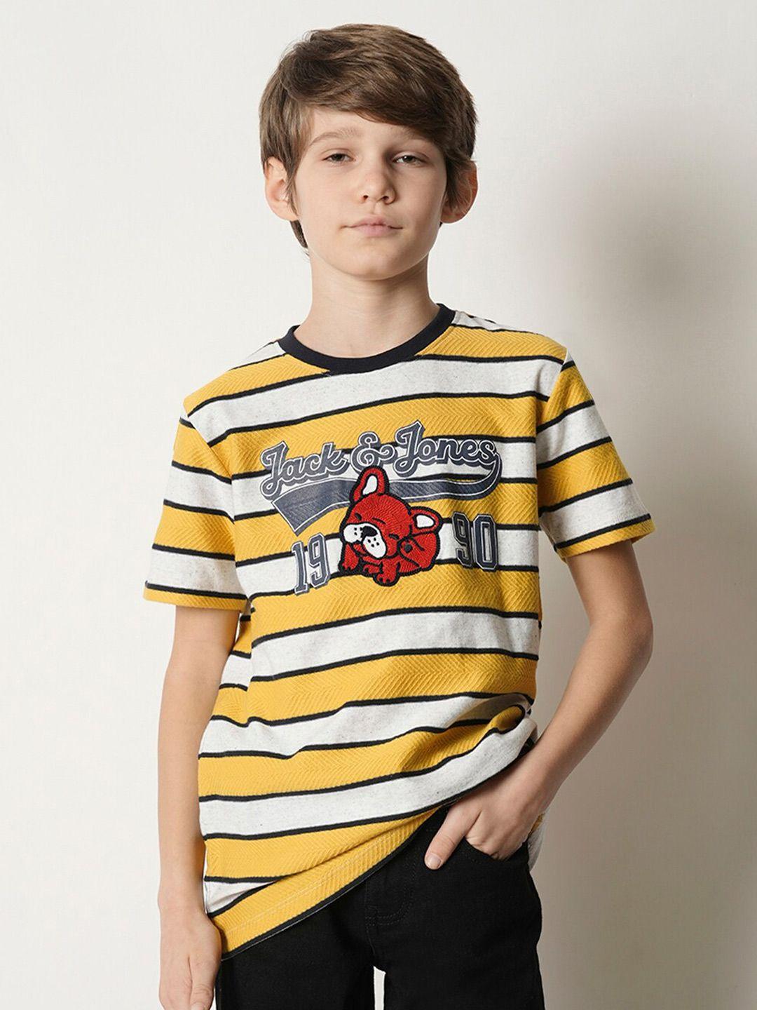 jack & jones junior boys striped applique t-shirt