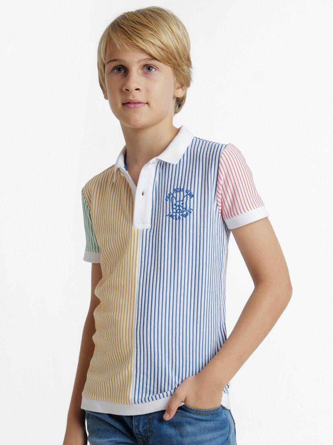 jack & jones junior boys striped polo collar cotton t-shirt