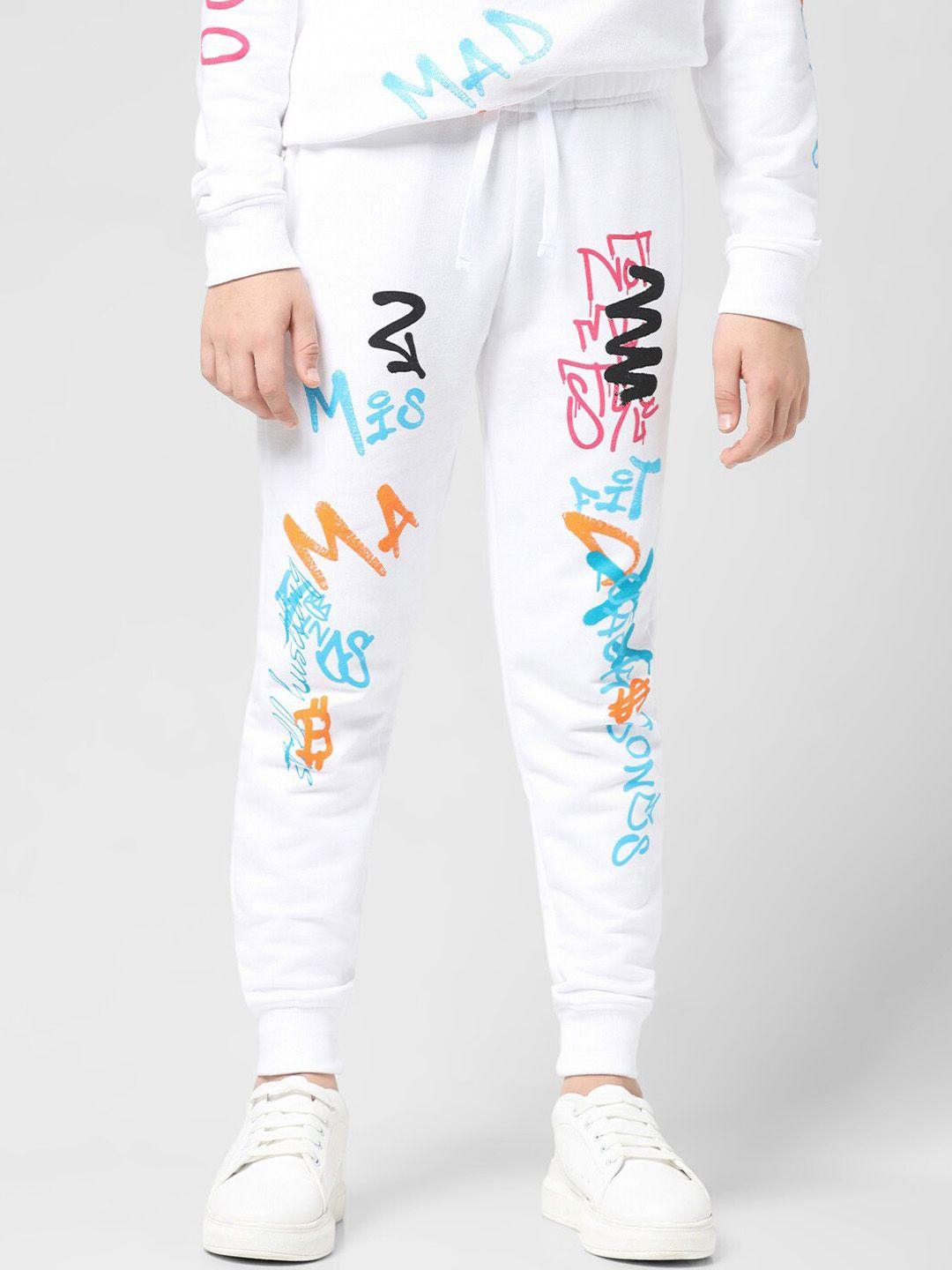 jack & jones junior boys typography printed mid-rise joggers