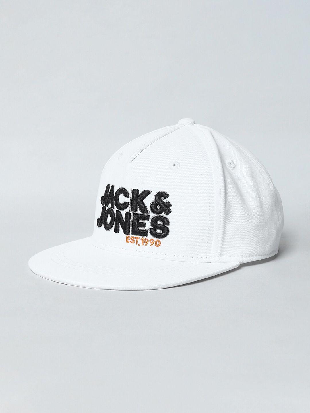 jack & jones junior boys white & black embroidered baseball cap