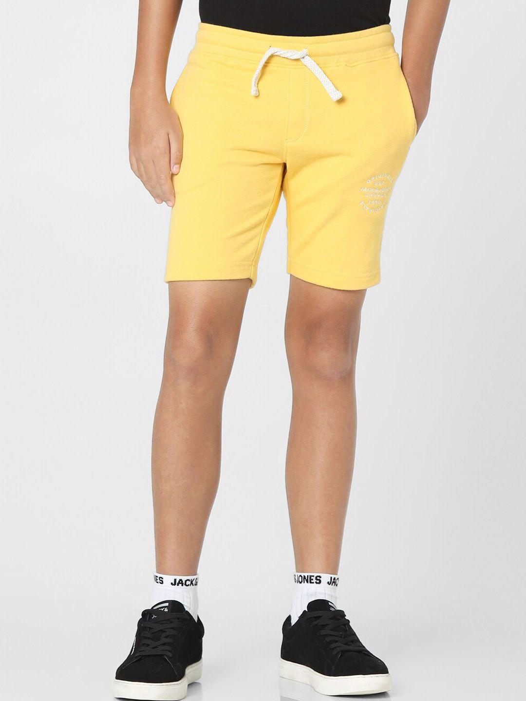 jack & jones junior boys yellow slim fit outdoor sports shorts