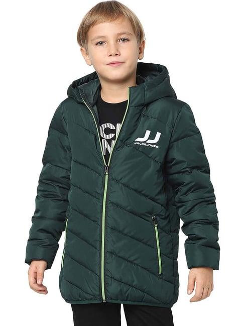 jack & jones junior green logo full sleeves jacket