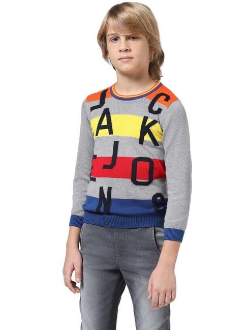 jack & jones junior multicolor cotton printed full sleeves sweater