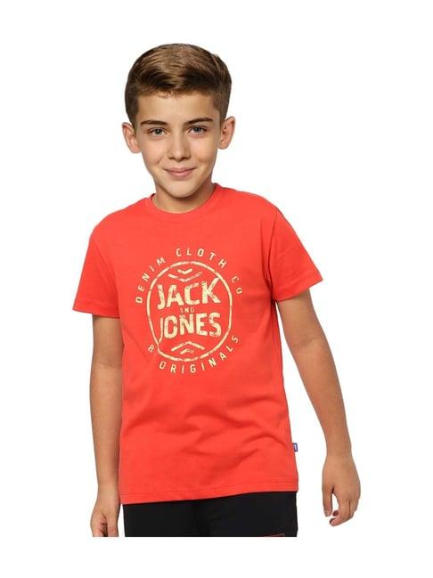 jack & jones junior orange cotton logo t-shirt
