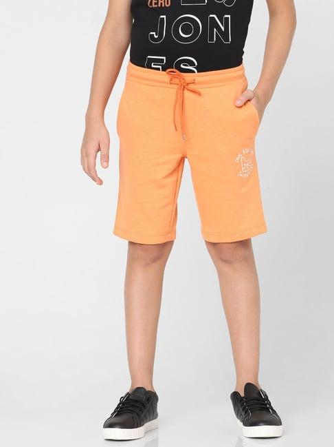 jack & jones junior orange solid shorts