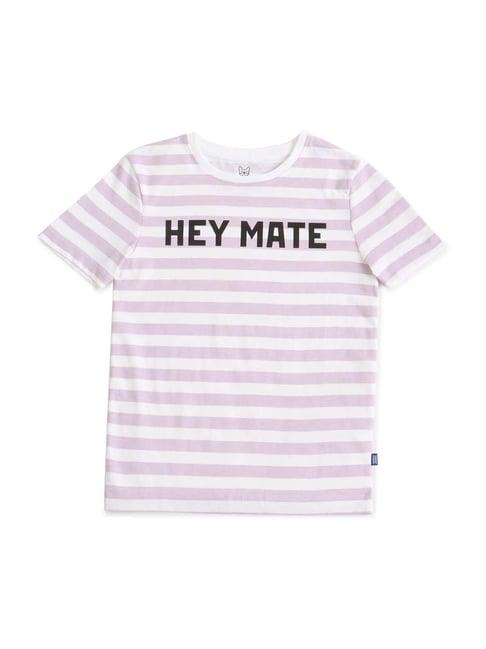 jack & jones junior pink & white cotton striped t-shirt