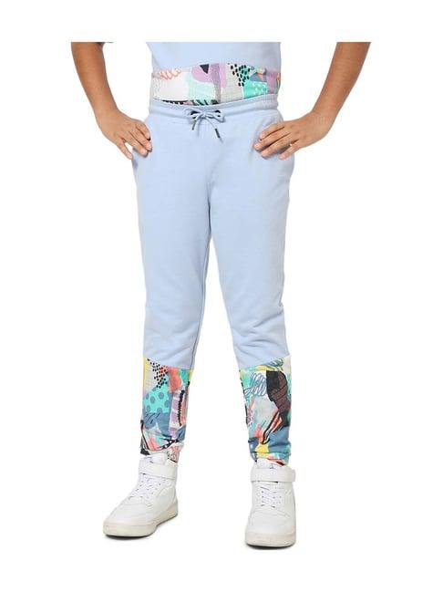 jack & jones junior sky blue cotton printed joggers