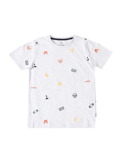 jack & jones junior white melange cotton embroidered t-shirt