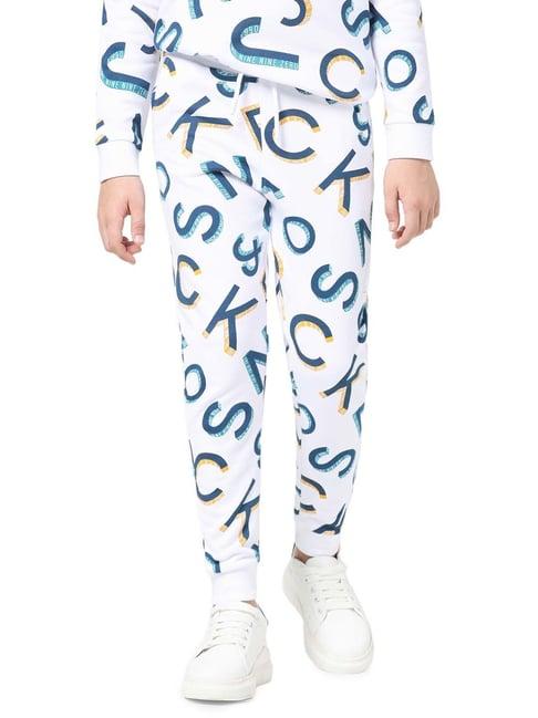 jack & jones junior white printed trackpants