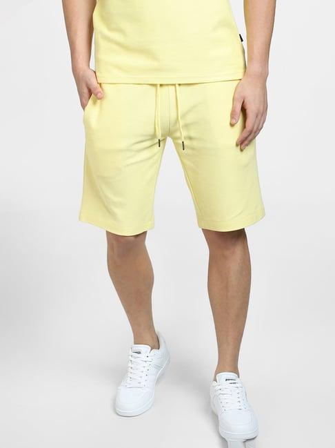 jack & jones lemon yellow regular fit cotton shorts