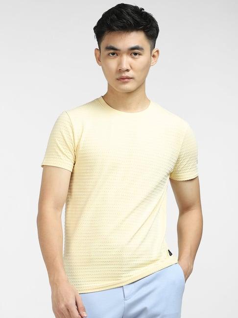 jack & jones lemon yellow slim fit crew t-shirt