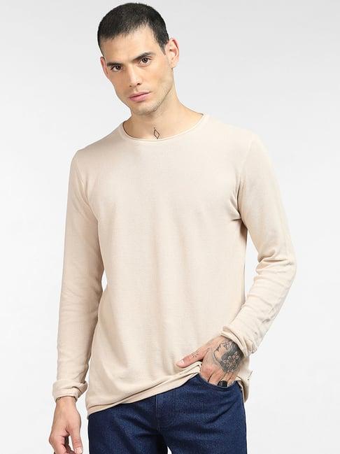 jack & jones light beige regular fit textured sweater