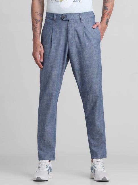 jack & jones light blue denim cotton regular fit trousers