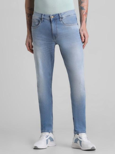 jack & jones light blue denim cotton skinny fit jeans