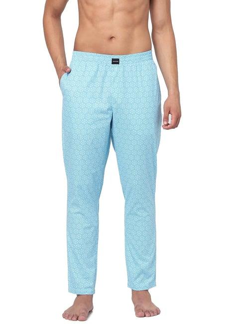 jack & jones light blue printed cotton nightwear pyjamas