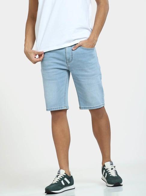 jack & jones light blue slim fit denim shorts