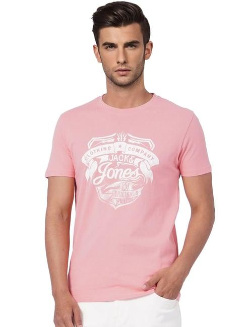 jack & jones light pink printed t-shirt