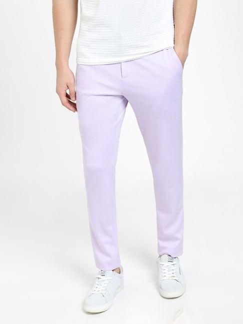 jack & jones light purple slim fit flat front trousers
