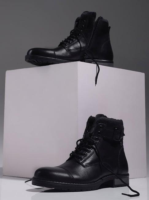 jack & jones men's black derby boots