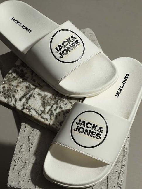 jack & jones men's bright white slides