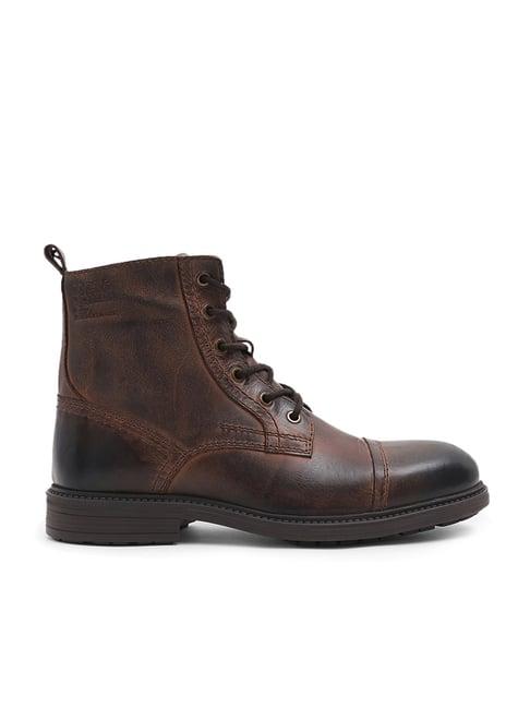 jack & jones men's cognac derby boots