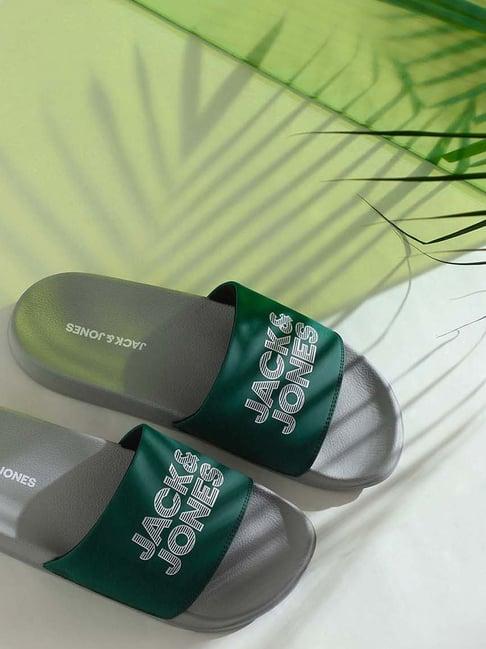 jack & jones men's dark green slides