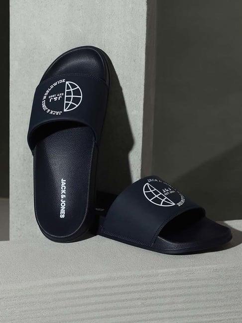 jack & jones men's navy slides