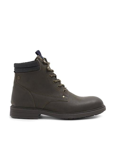 jack & jones men's olive derby boots