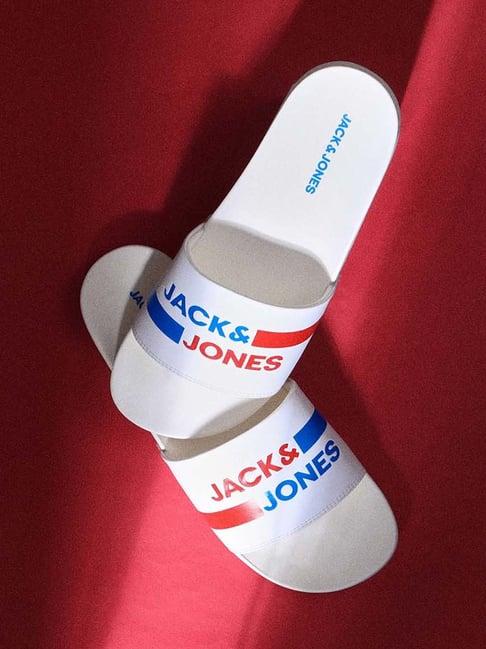 jack & jones men's white slides