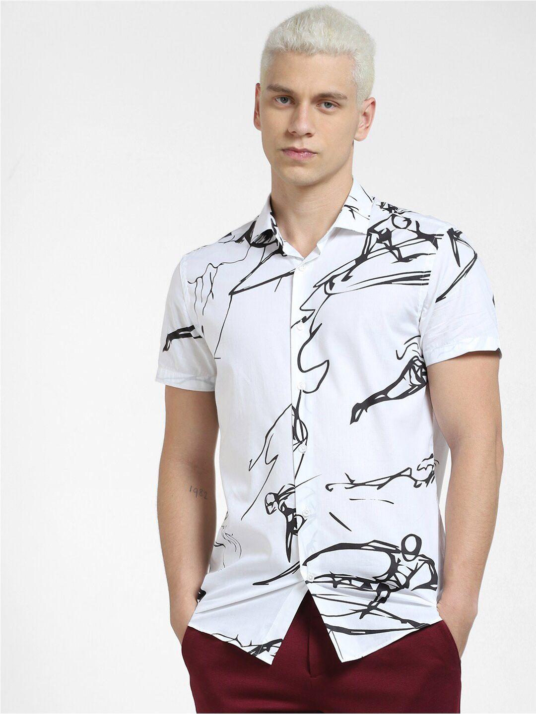 jack & jones men abstract printed cotton casual shirt