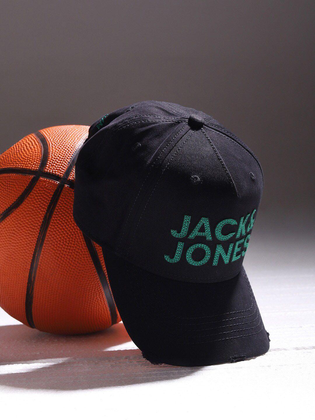 jack & jones men black & green embroidered baseball cap